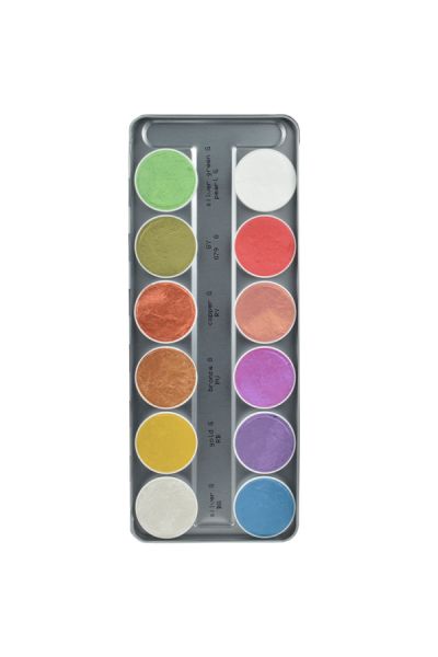 Kryolan aquacolor interferenz palet 12 Farben Spezial Füllung