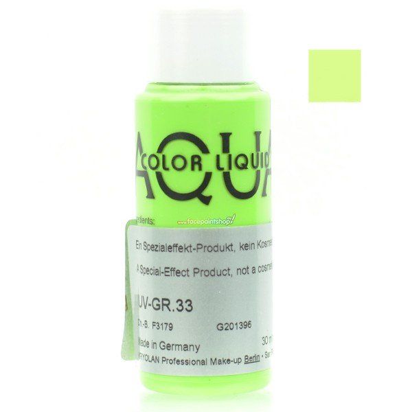 Kryolan Aquacolor Flüssig Uv Farbe Hellgrün Gr 33