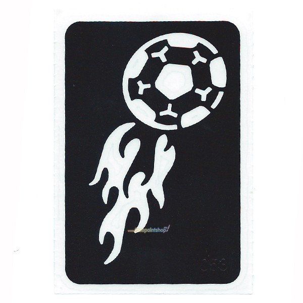 Glittertattoo Schablone Fußball Flammen (5er Pack)