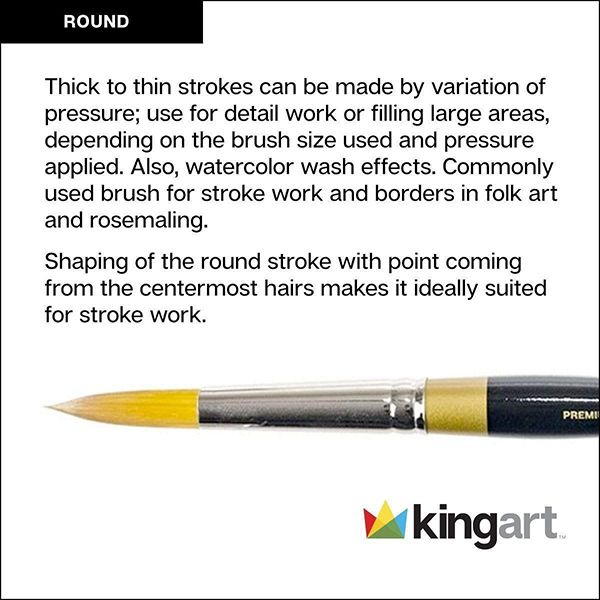 Kingart Original Gold® 9000 Serie, Goldenes Taklon rund, 6er-Set