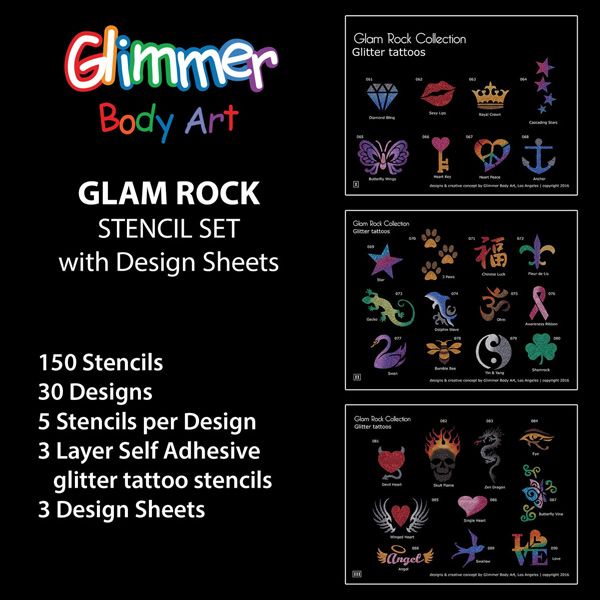 Glam Rock Schablone Glitter Tattoo Set